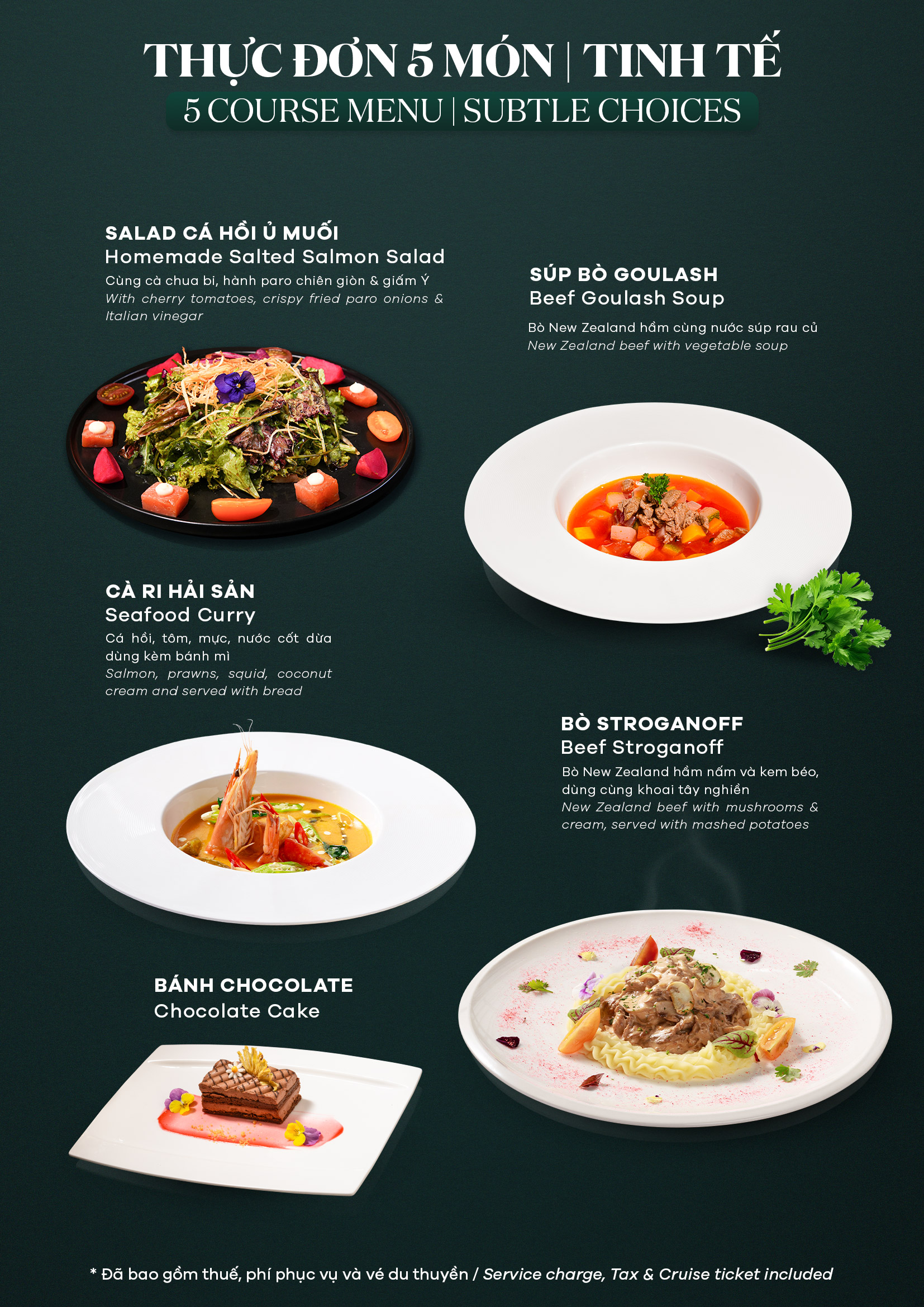 Subtle Choices 5 course set menu