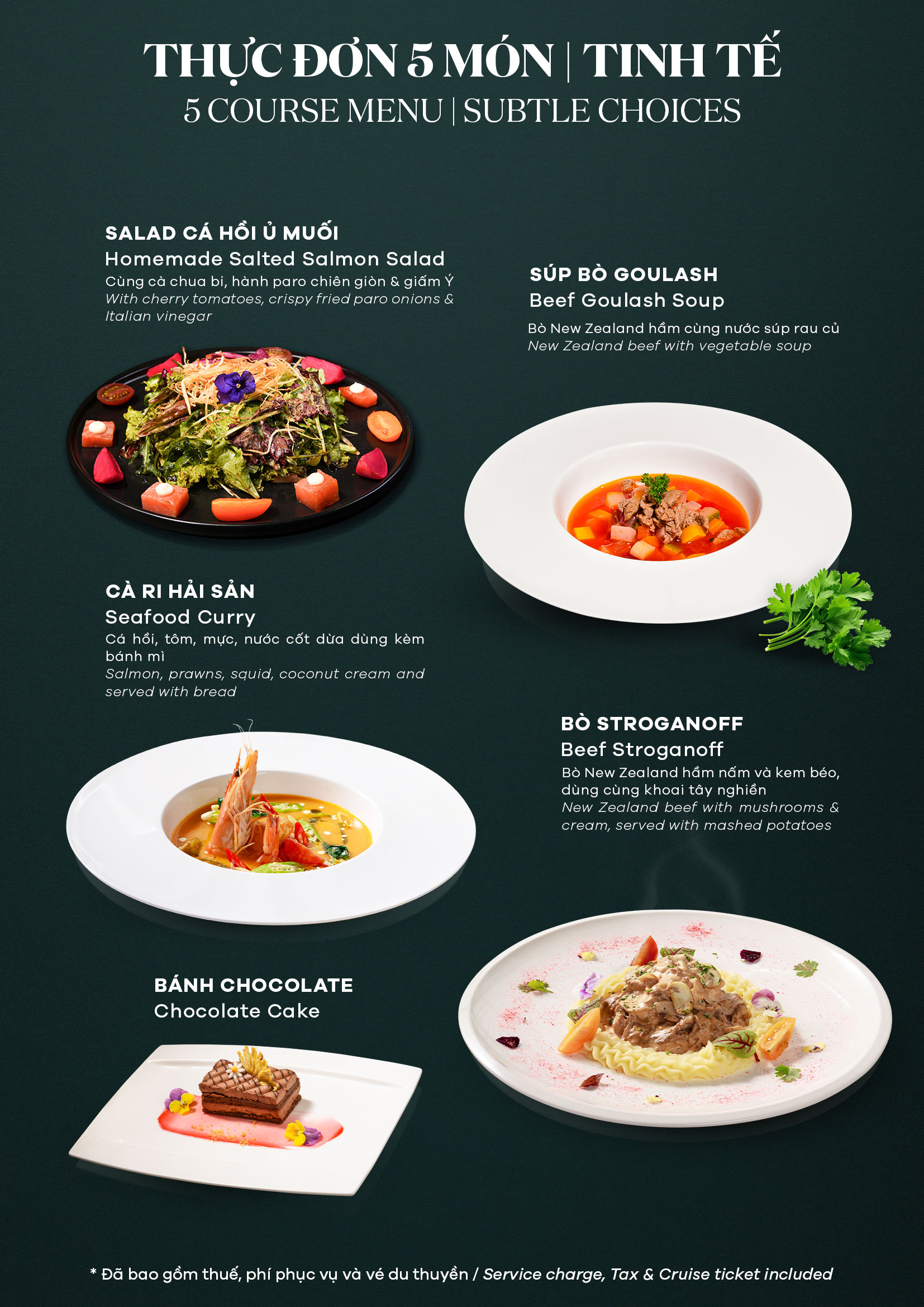 Subtle Choices 5 course set menu