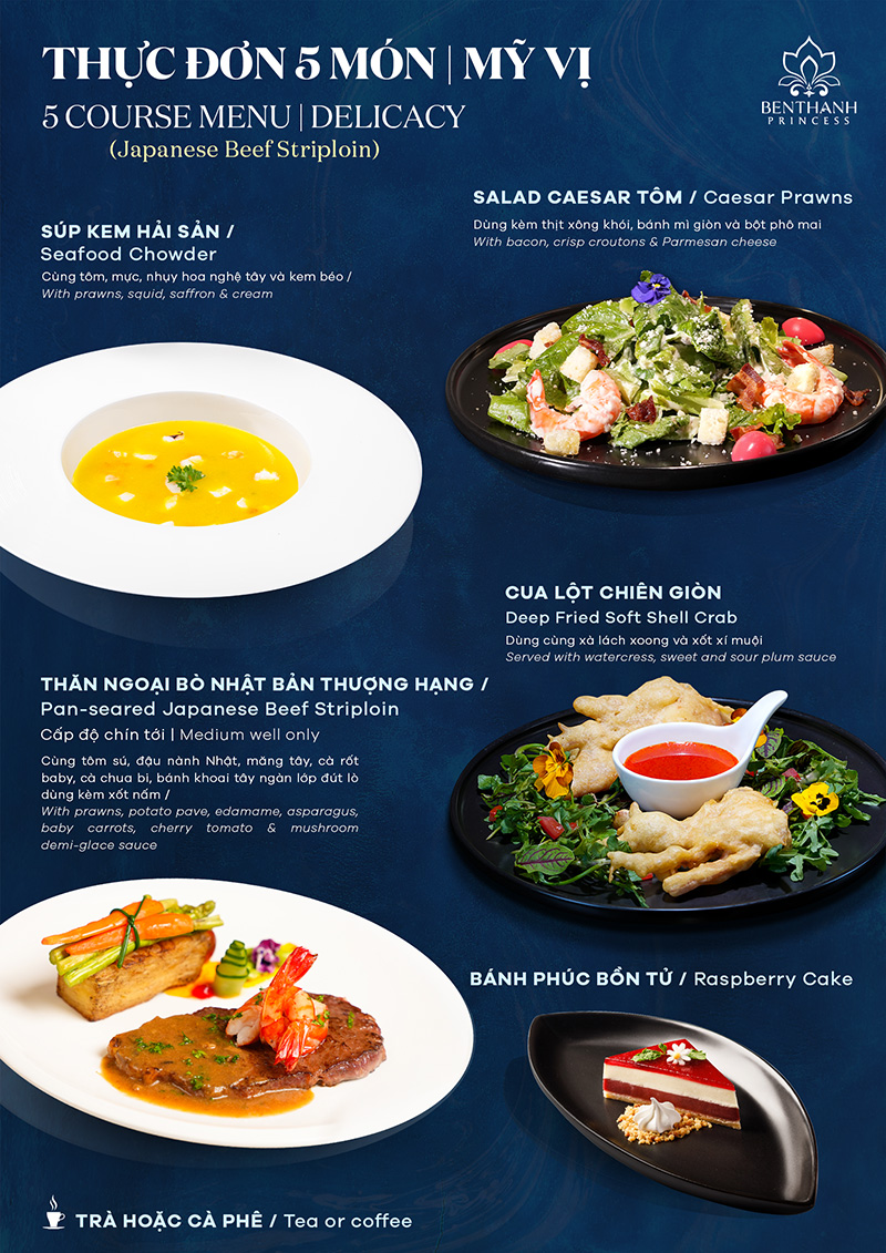 Delicacy 5 course set menu (Japanese beef striploin)