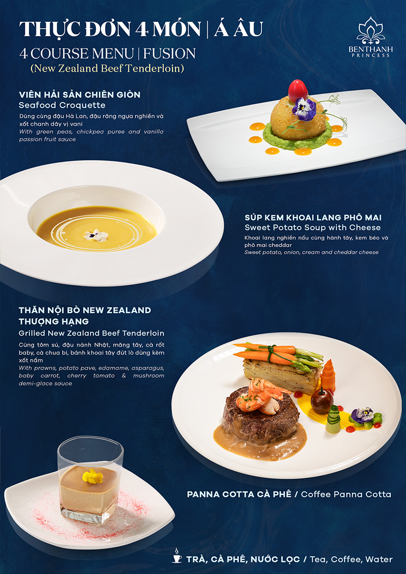 Fusion 4 course set menu (New Zealand beef tenderloin)