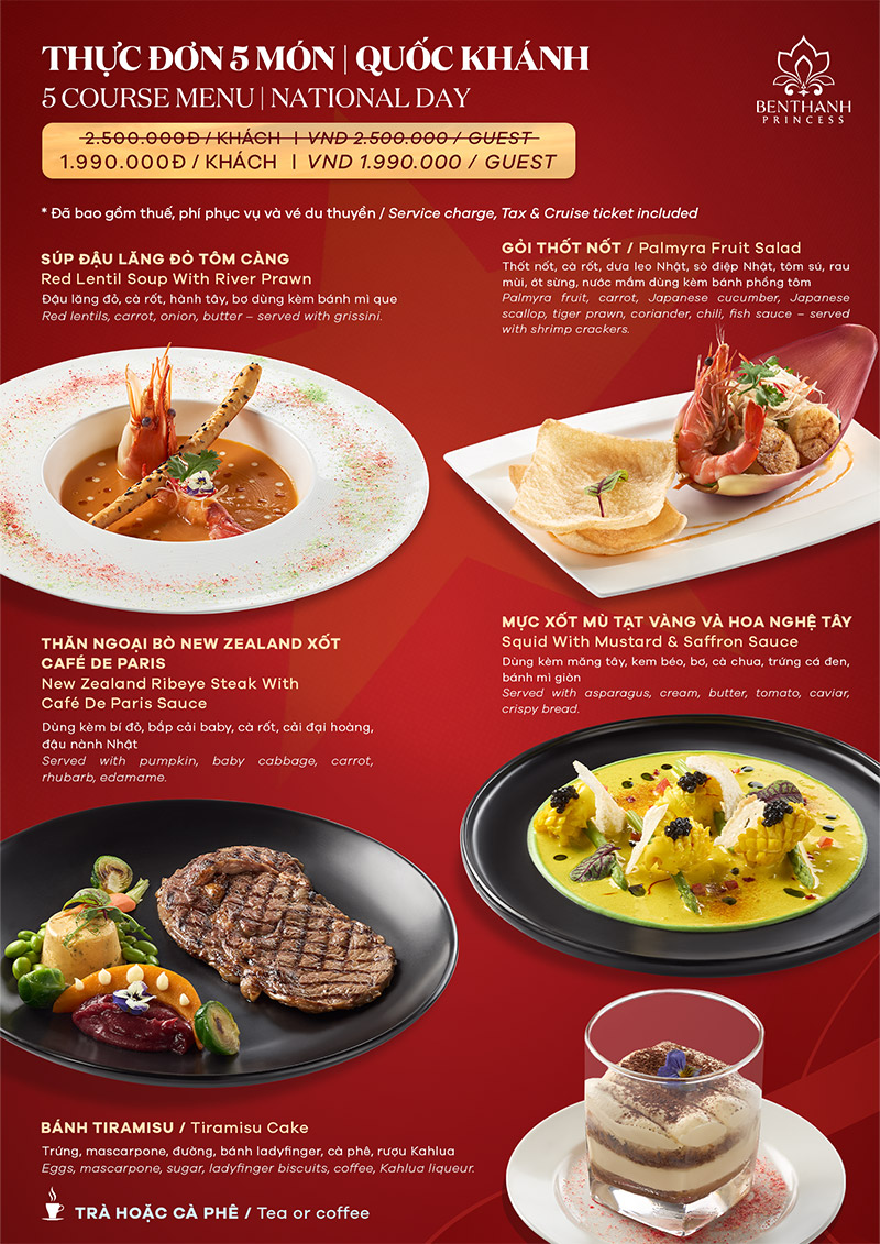 Thực đơn lễ Quốc Khánh 5 món 