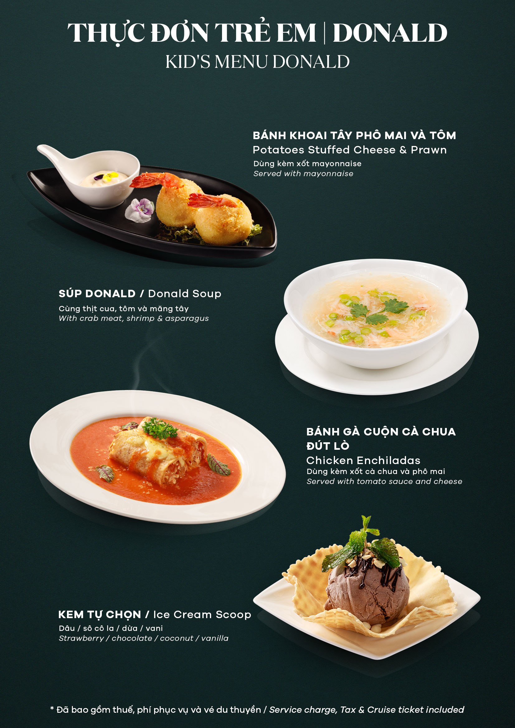 Kids menu Donald