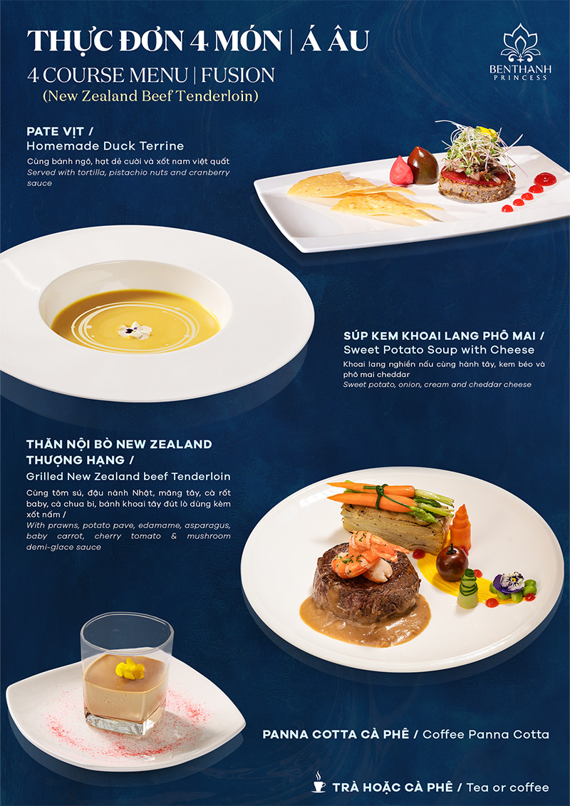 Fusion 4 course set menu (New Zealand beef tenderloin)