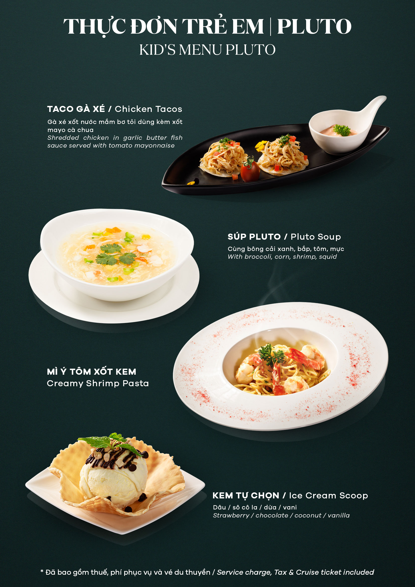 Kids menu Pluto