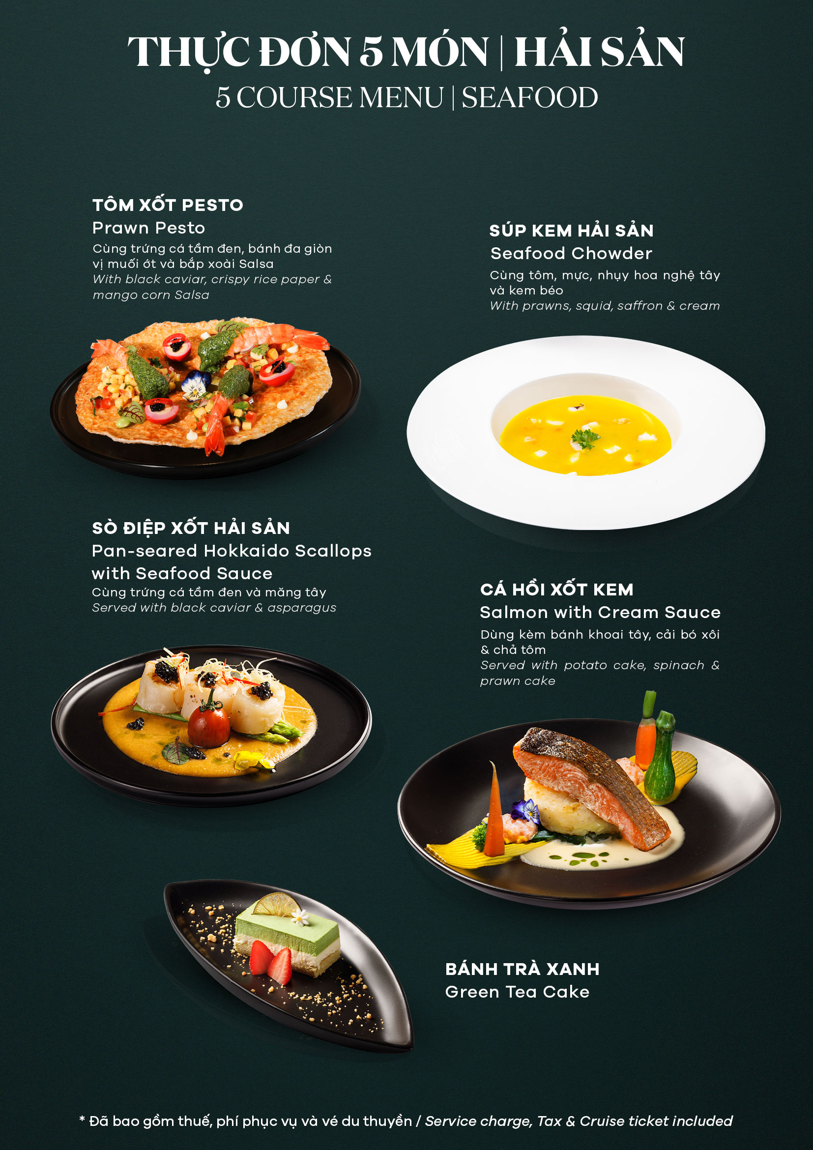 Seafood 5 course set menu